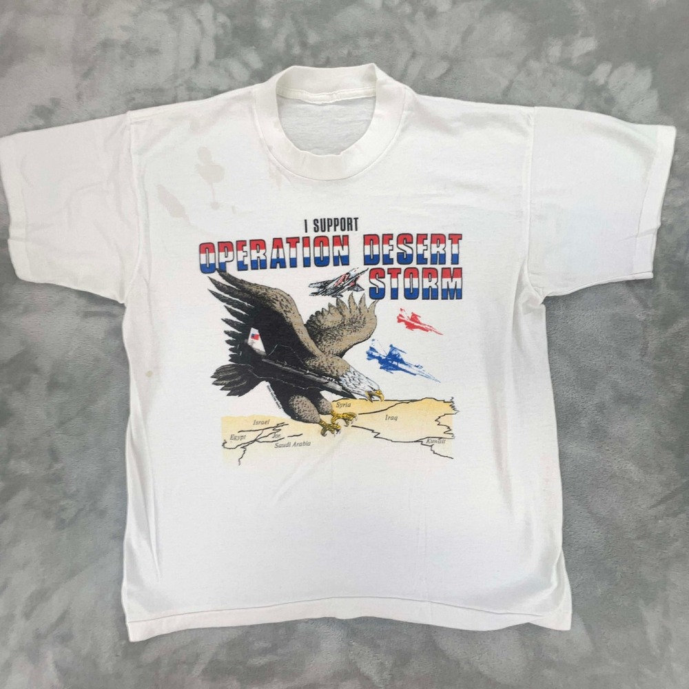 Vintage Operation Desert Storm Eagle T‎ Shirt Men's Large 20x25 Graphic Tee USA